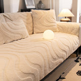 Warm Plush Curved Jacquard Non-Slip Furniture Protector Sofa Cover