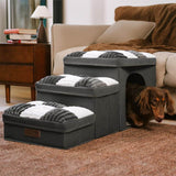 Chessboard Handcrafted Dog Steps With Storage And Condo - Napsteps