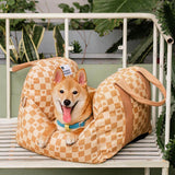 Vintage Heart Chequerboard Dog Car Seat Bed
