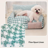 Luxury Houndstooth Cotton-Linen All Seasons Comfort Dog & Cat Sofa Bed
