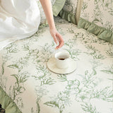 Chenille Floral Ruffle Design Anti-Slip Sofa Cover