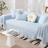 Elegant Breathable Cooling Ice Silk Stylish Frilled Edges Sofa Cover