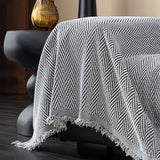 Premium Chenille Textured with Stylish Fringe Sofa Cover