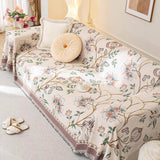 Vintage Botanical Floral Chenille Jacquard Sofa Protector Throw Sofa Cover