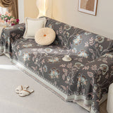 Vintage Botanical Floral Chenille Jacquard Sofa Protector Throw Sofa Cover