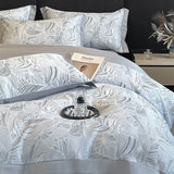 Light-Luxe Botanical Print Cooling Silky Duvet Cover Bed Sheet Set