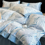 Light-Luxe Botanical Print Cooling Silky Duvet Cover Bed Sheet Set