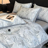 Light-Luxe Botanical Print Cooling Silky Duvet Cover Bed Sheet Set