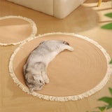 Nordic Handwoven Durable Cat Scratch Mat Rug with Fringe
