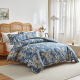 Simplistic Leaf Pattern Skin-Friendly Breathable Comforter Set with Pillowcases