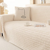 Striped Faux Rabbit Fur Multi Functional One Piece Sofa Cover