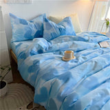 Watercolour Heart Gradient Cotton Duvet Cover Bed Sheet Set