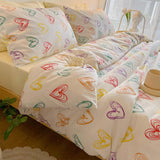 Watercolour Heart Gradient Cotton Duvet Cover Bed Sheet Set