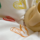Watercolour Heart Gradient Cotton Duvet Cover Bed Sheet Set
