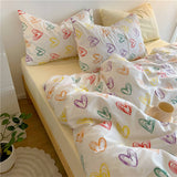 Watercolour Heart Gradient Cotton Duvet Cover Bed Sheet Set