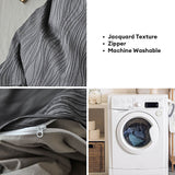 Wavy Jacquard Percale Cotton Duvet Cover Bed Sheet Set