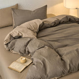 Wavy Jacquard Percale Cotton Duvet Cover Bed Sheet Set
