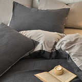 Wavy Jacquard Percale Cotton Duvet Cover Bed Sheet Set