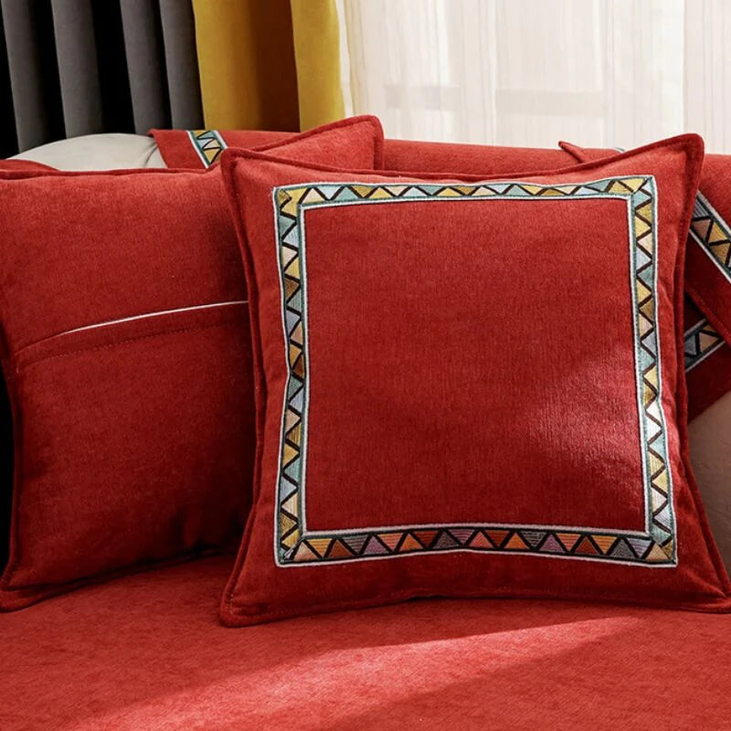 Geometric Decor Solid Colour Chenille Non-Slip Comfort Sofa Cover