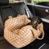 Vintage Heart Chequerboard Dog Car Seat Bed