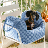 Vintage Heart Chequerboard Dog Car Seat Bed