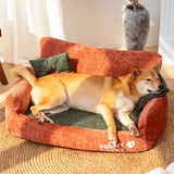 Vintage Style Chenille Fabric Dog & Cat Sofa Bed